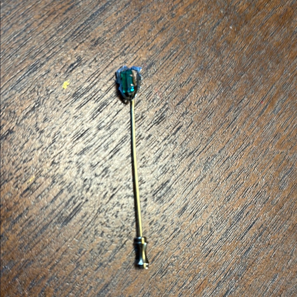 Elegant Gold Stick Pin with Blue Gem